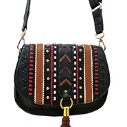 Color Striped Leather Bag 